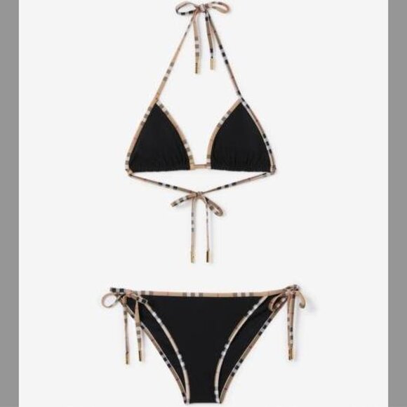 Burberry Check Detail Triangle Bikini M - Picture 1 of 4